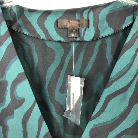 J. Crew Deep V Zebra Stripe Blouse Size 12 - Picture 4 of 5